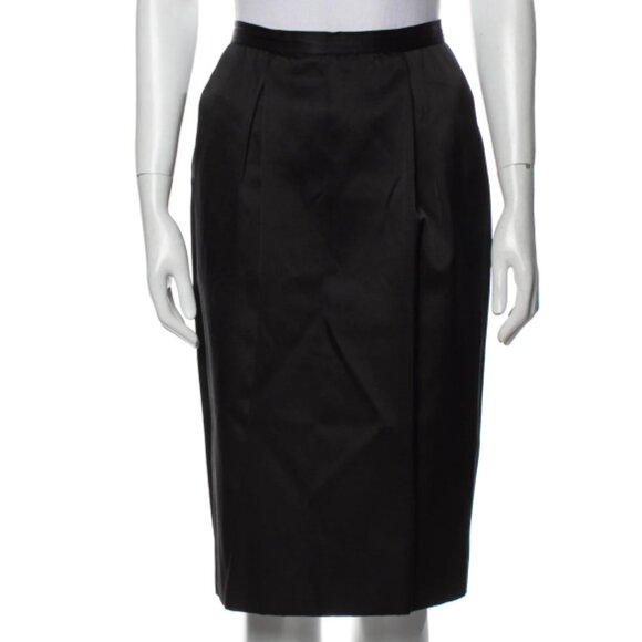 1970s Vintage Yves Saint Laurent Rive Gauche Satin Wrap Skirt Knee Length - Picture 8 of 8